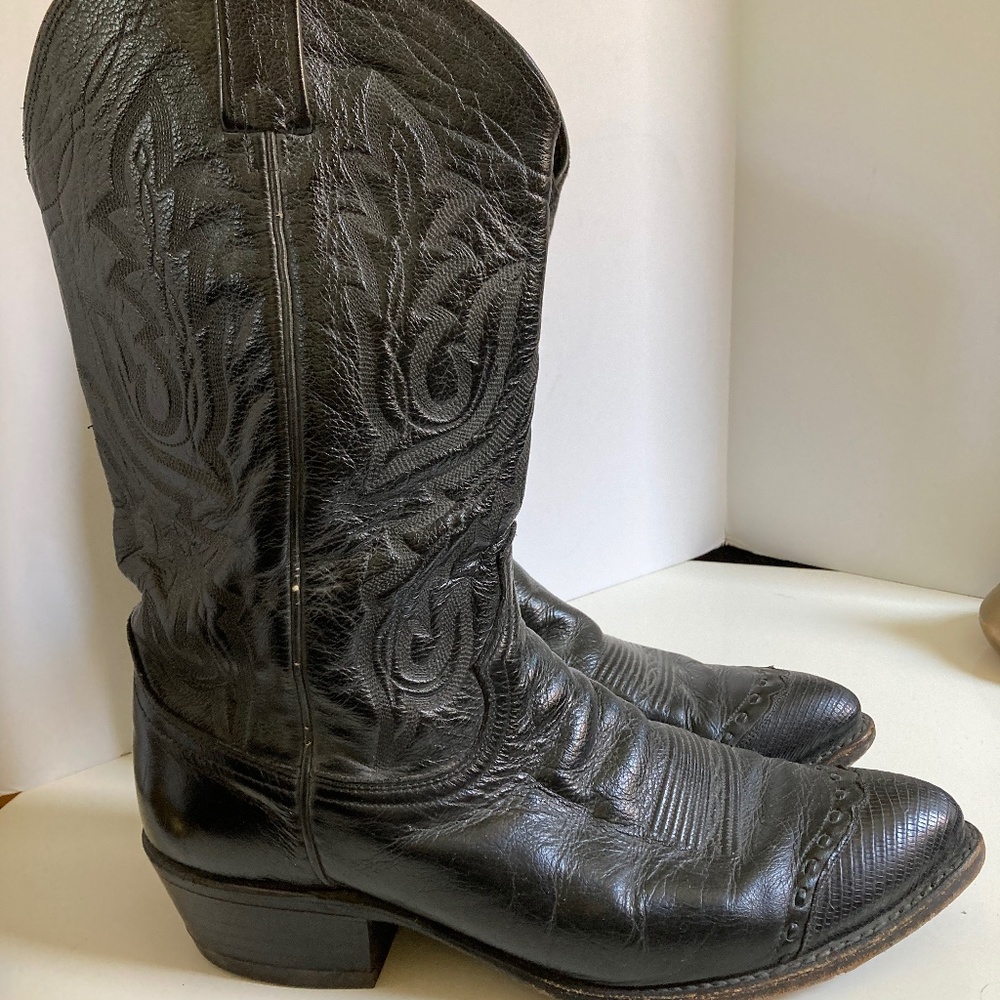 Dan Post Black Leather Cowboy Boots Men’s Size 11